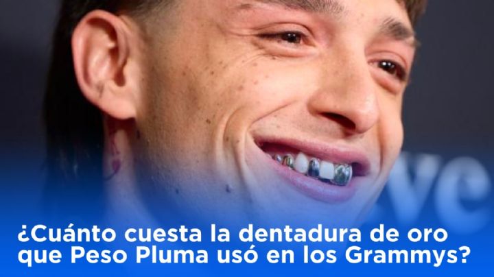 ¿Cuánto cuesta la dentadura de oro que Peso Pluma usó en los Grammys?