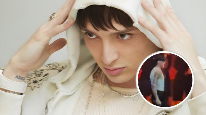 Peso Pluma reaparece tras fracturarse el pie con férula y muletas ¿Cual es su estado de salud?