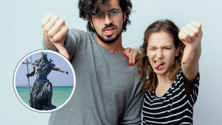 Mexicanos se organizan para derribar estatua de Poseidón en Yucatán por esta razón