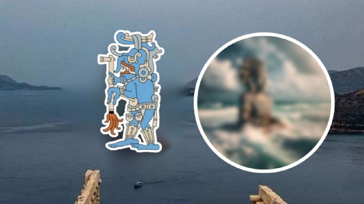 Así se vería la estatua de Chaac, Dios Maya, en Yucatán si sustituye a la de Poseidon, segun la IA