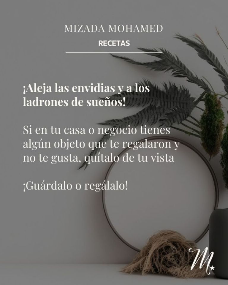 frase de mizada mohamed para la envidia y los objetos regalados