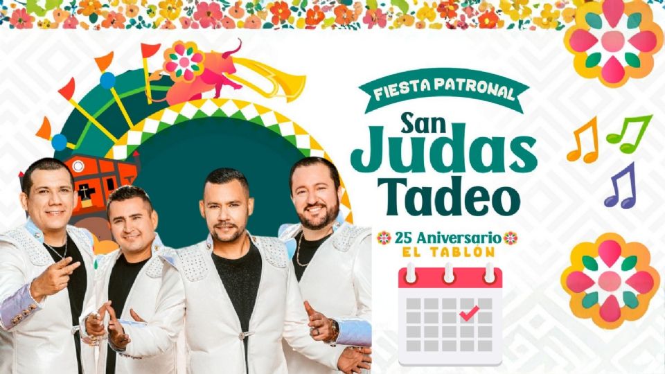 Cartel de artistas que darán concierto en la Feria de San Judas Tadeo 2025 en El Tablón