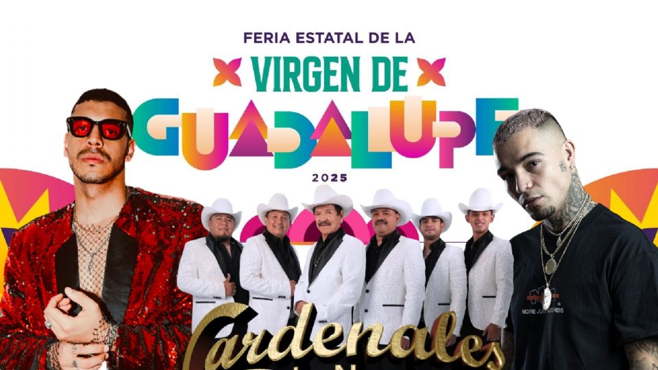 Cartel oficial de artistas que se presentarán en la Feria Estatal de Guadalupe 2025