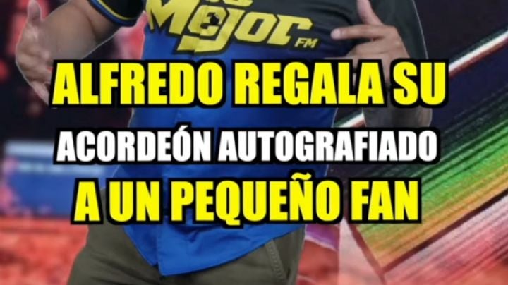 Alfredo Olivas regala su acordeón autografiado a un pequeño fan y conmueve a todos