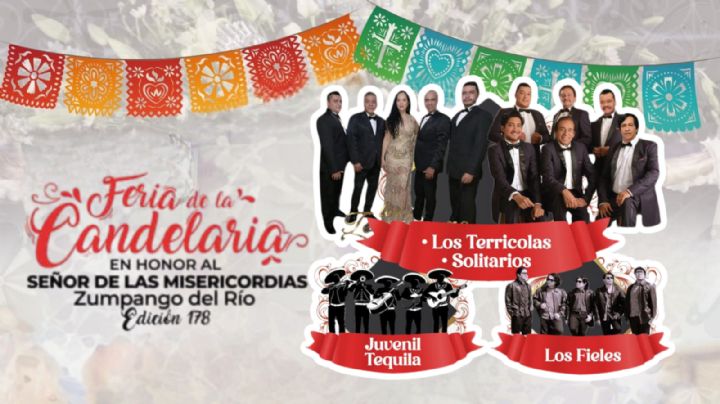 Feria de la Candelaria Zumpango del Río 2025: Cartelera de artistas que darán concierto HOY por el Día del Amor y la Amistad