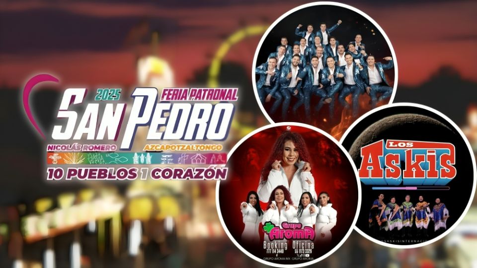 Cartelera de artistas de la Fiesta Patronal San Pedro Azcapotzaltongo 2025
