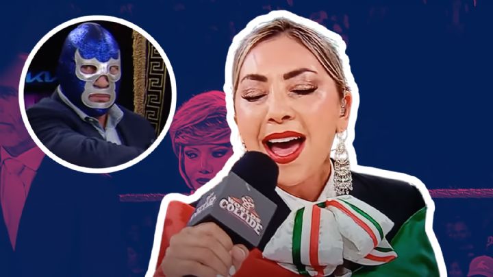 Así fue la reacción de Blue Demon Jr cuando Deyra Barrera se equivocó al cantar el Himno Nacional en Worlds Collide | VIDEO