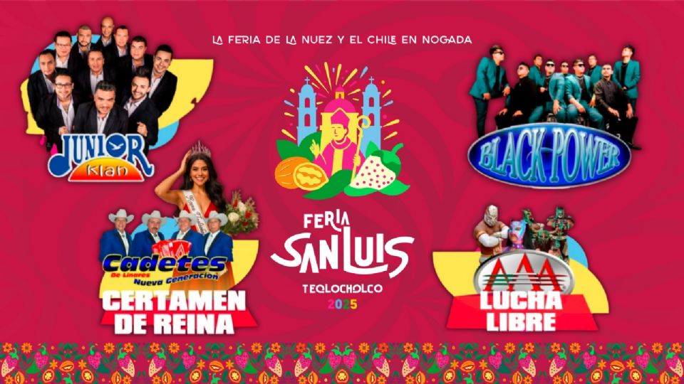 Cartelera de artistas y programa de actividades para la Feria San Luis Teolocholco 2025