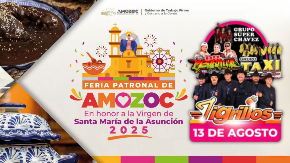 Cartelera de artistas y programa para HOY 13 de agosto en la Feria Amozoc 2025