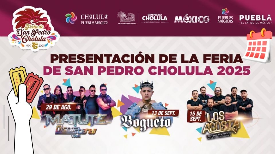 Cartelera de artistas para la Feria de San Pedro Cholula 2025
