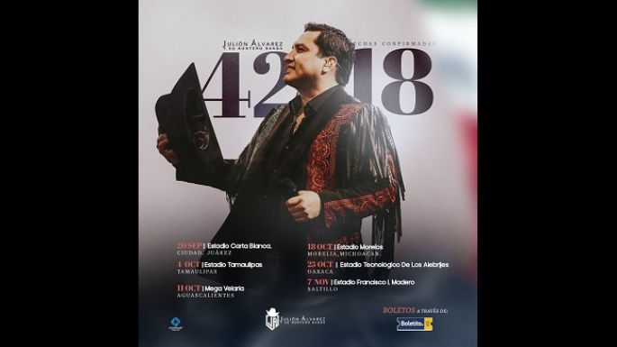 Ya se pueden adquirir los boletos de la nueva gira de Julión Álvarez