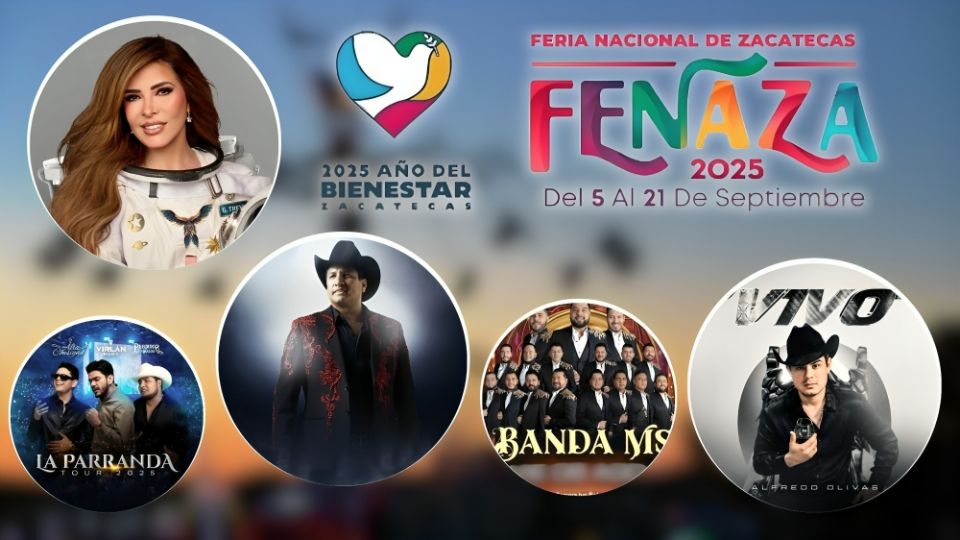 La Feria Nacional de Zacatecas (FENAZA) 2025 presenta a algunos de los artistas confirmados para el Palenque, como Gloria Trevi, Julión Álvarez, Alfredo Olivas, La Parranda Tour y Banda MS.