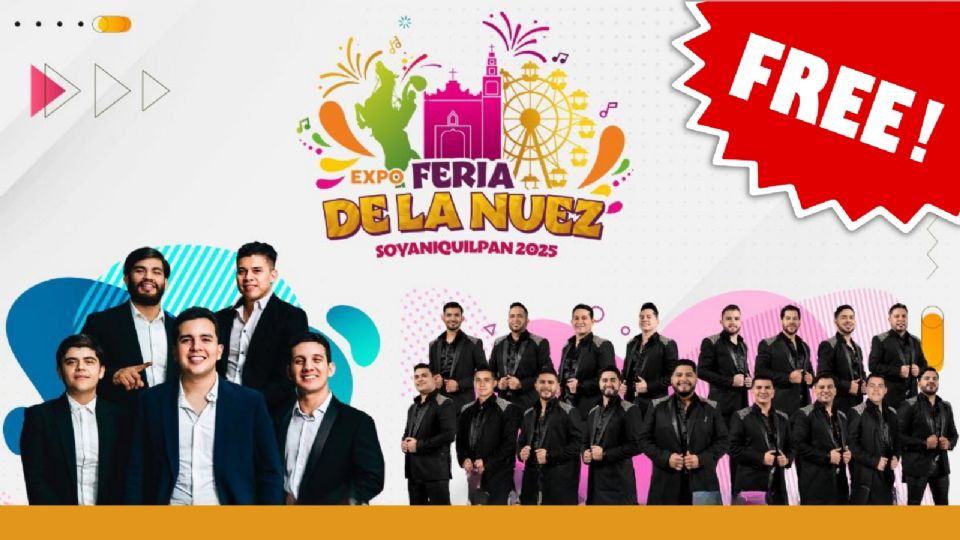 Cartel de artistas que darán concierto en la Feria de la Nuez Soyaniquilpan 2025