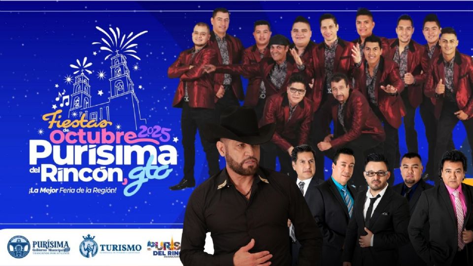 Cartel de artistas que darán concierto en la Fiestas de Octubre Purísima del Rincón 2025