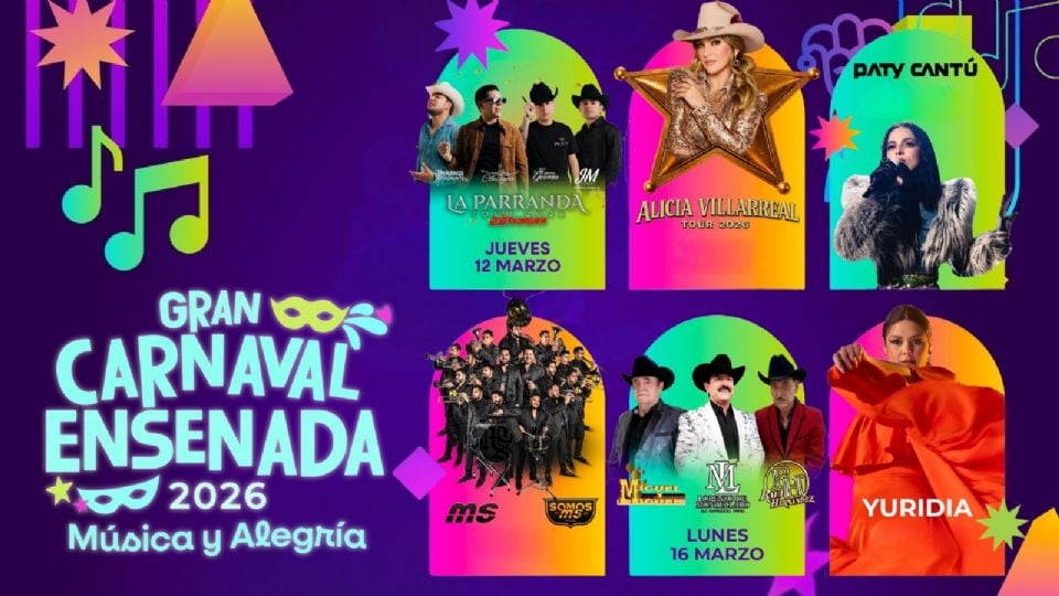 Artistas que se presentarán en el Gran Carnaval Ensenada 2026