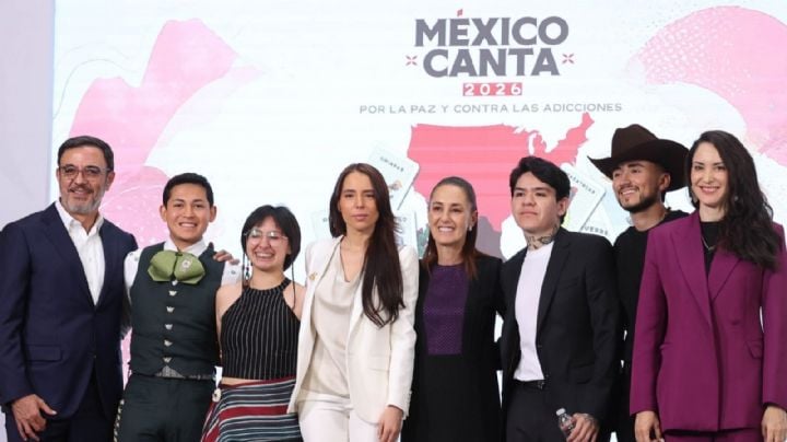 Majo Aguilar y Junior H presentan la segunda edición de "México Canta" junto a la presidenta Claudia Sheinbaum